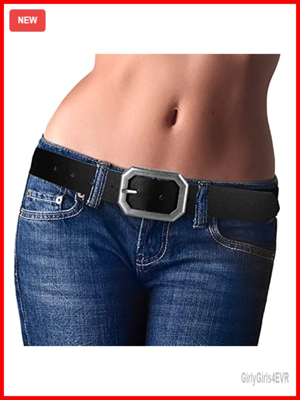 Women's Reversible Leather Belt Vintage Silver Buckle Trimmable